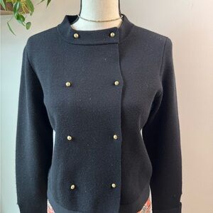 J.Crew black double breasted sweater with gold buttons